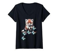 Femme Figurine de conte de fées renard, papillon, papillons, pour enfant T-Shirt avec Col en V