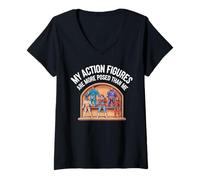 Femme Figurines articulée, collectionneur de Jouets, Amateur de Jouets T-Shirt avec Col en V