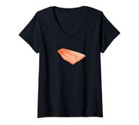 Femme Filet de Saumon Frais T-Shirt avec Col en V
