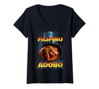 Femme Filipino Adobo Meme Bootleg Rap Style années 90 Vintage Drôle T-Shirt avec Col en V