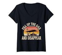 Femme Fill Up The Gas and Disappear Driver Escape Road Trip - T-Shirt avec Col en V