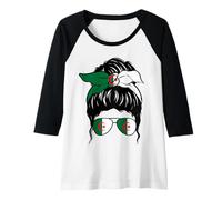 Femme Fille algérienne Drapeau Algérie Fière Algérie Femme algérienne Manche Raglan