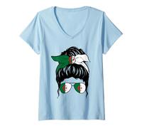 Femme Fille algérienne Drapeau Algérie Fière Algérie Femme algérienne T-Shirt avec Col en V