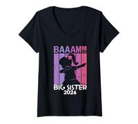 Femme Fille Arbre Grande Soeur 2026 Dab Grossesse T-Shirt avec Col en V