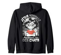 Femme Fille avec Quatre Chats Grognons Humour J'Ai des Chats Sweat à Capuche