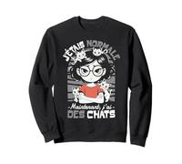 Femme Fille avec Quatre Chats Grognons Humour J'Ai des Chats Sweatshirt