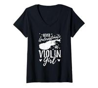 Femme Fille de Violon Professeur de Violon Filles de Violon T-Shirt avec Col en V