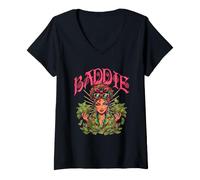 Femme Fille méchante T-Shirt avec Col en V