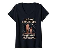 Femme Fille Papa Fier Father of Daughters Daddy Daughter Matching T-Shirt avec Col en V