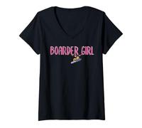 Femme Fille pensionnaire T-Shirt avec Col en V
