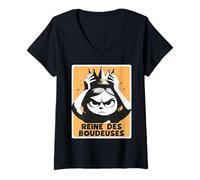 Femme Fille Qui Boude Reine des Boudeuses Drôle Humour T-Shirt avec Col en V