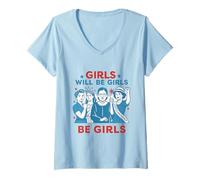 Femme Filles avec Assurance Art féministe T-Shirt avec Col en V