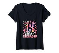 Femme Filles que vous regardez pour le 13e anniversaire officiel d'une adolescente T-Shirt avec Col en V