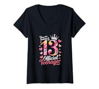 Femme Filles que vous regardez pour le 13e anniversaire officiel d'une adolescente T-Shirt avec Col en V
