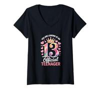 Femme Filles que vous regardez pour le 13e anniversaire officiel d'une adolescente T-Shirt avec Col en V