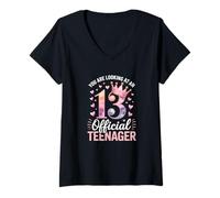 Femme Filles que vous regardez pour le 13e anniversaire officiel d'une adolescente T-Shirt avec Col en V