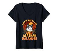 Femme Films d'horreur et Malamute de l'Alaska T-Shirt avec Col en V