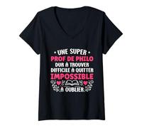 Femme Fin année Humour Professeur Philosophie Super Prof de Philo T-Shirt avec Col en V