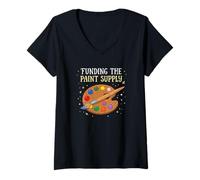 Femme Financement Peinture Artiste Mère T-Shirt avec Col en V