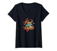 Femme Find Your Rhythm Music Headphones Lover T-Shirt avec Col en V