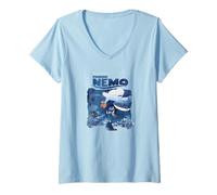 Femme Finding Nemo Deep Blue Ocean T-Shirt avec Col en V