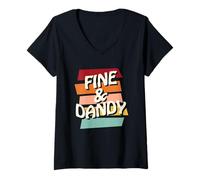 Femme Fine & Dandy, Cool drôle rétro années 60 et 70 avec Phrase Hippie T-Shirt avec Col en V