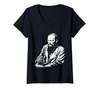 Femme Fiodor Mikhailovich Dostoïevski T-Shirt avec Col en V
