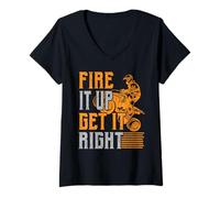 Femme Fire It Up Get It High ATV Rider Quad Vélo Tout-Terrain T-Shirt avec Col en V