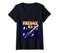 Femme Fireball XL5 Fusée de Science-Fiction rétro T-Shirt avec Col en V