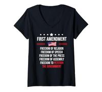 Femme First Amendment Freedom of Speech 1st Amendment US Democracy T-Shirt avec Col en V