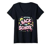 Femme First Day of School Welcome Back to School T-Shirt avec Col en V