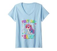 Femme First Day Slay pour Votre drôle de première journée de rentrée T-Shirt avec Col en V