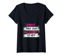Femme First mud Run Slightly Ready Muddy Race Mud Run Mud Run T-Shirt avec Col en V
