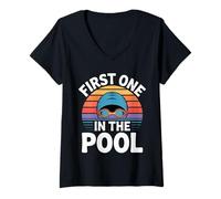 Femme First One in The Pool Nageur Rapide Compétitif - T-Shirt avec Col en V