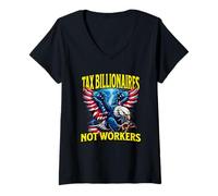 Femme Fiscalité milliardaires Not Workers Anti-Trump T-Shirt avec Col en V