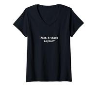 Femme Fish & Chips Quelqu'un ? Chips et Poissons drôles T-Shirt avec Col en V