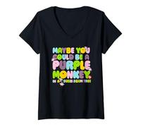 Femme Fisher-Price Purple Monkey - Peut-être Que Vous pourriez l'être T-Shirt avec Col en V