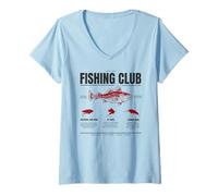 Femme Fishing Club Leurre Estd 1875 Retro Vintage Angler Heritage T-Shirt avec Col en V
