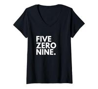 Femme Five Zero Nine Code régional 509 Spokane, Washington T-Shirt avec Col en V