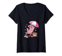 Femme Flamant, Sois Flamboyant, T-Shirt avec Col en V