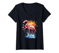 Femme Flamant, Sois Flamboyant, T-Shirt avec Col en V
