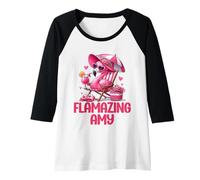 Femme Flamazing Amy Flamant Rose Tropical Beach Scene Femme Manche Raglan