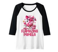 Femme Flamazing Pamela Pink Flamingo Tropical Beach Scene Femme Manche Raglan