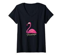 Femme Flamingo - Édition éclectique de Natation T-Shirt avec Col en V