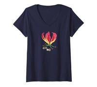 Femme Flamme Lily botanique Plantes vénéneuses symbolisme Fleur T-Shirt avec Col en V