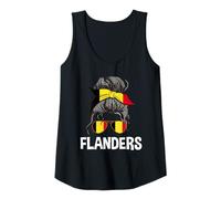 Femme Flanders Girl Messy Hair Chignon Belgique Bandana flamand Débardeur