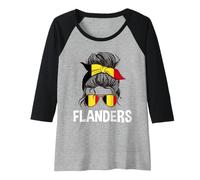 Femme Flanders Girl Messy Hair Chignon Belgique Bandana flamand Manche Raglan