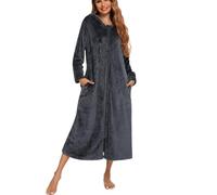 Femme Flanelle D'hiver Loungewear Robes Vêtements De Nuit Robes De Chambre Et Kimonos Peignoirs De Bain Tops Salopettes Casual Soirée Habillée Cocktail Pyjamas Mante grey-XL