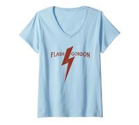 Femme Flash Gordon Flash Logo Retro Comic T-Shirt avec Col en V