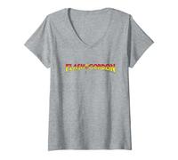 Femme Flash Gordon Logo Classique Rouge et Jaune T-Shirt avec Col en V